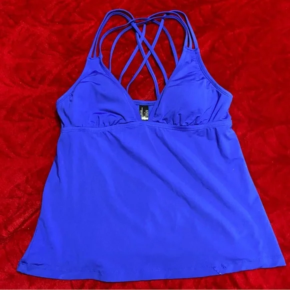 Like New Medium Ana Tankini Top Beautiful Blue padding slimming flattering Cute - Picture 4 of 14